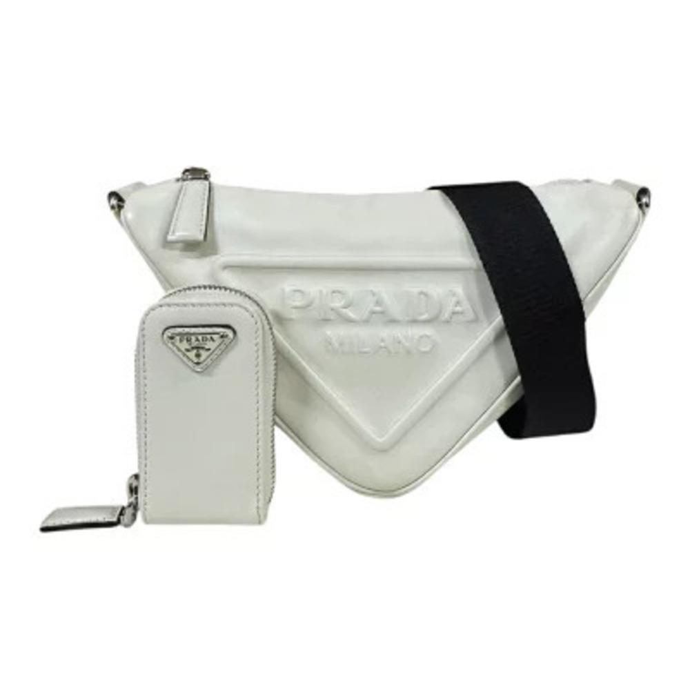 Prada Triangle Shoulder Bag Leather White